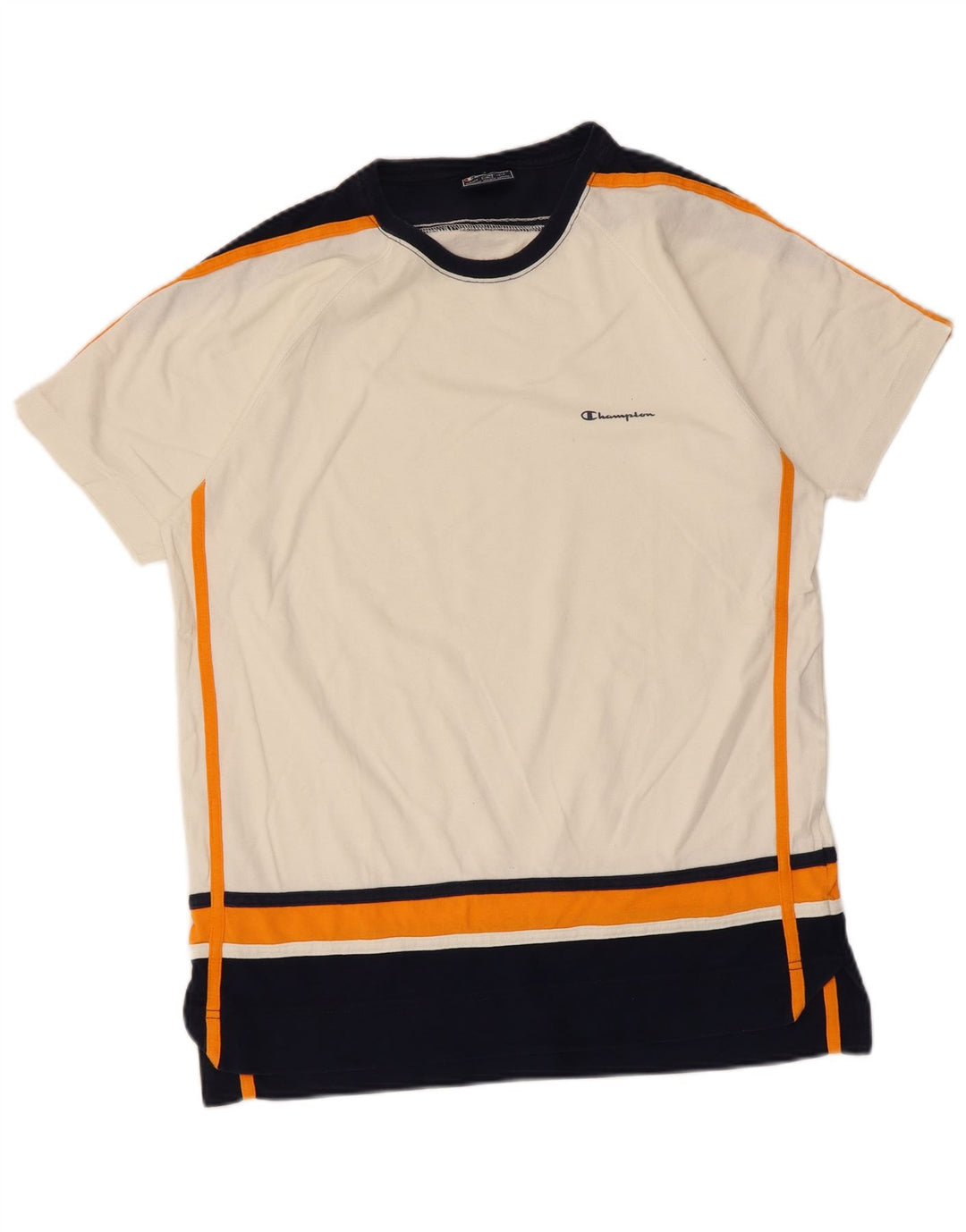 Champion Herre T-shirt Top Medium Hvid Colourblock Bomuld