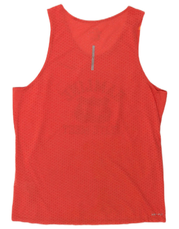 Nike Dame Dri Fit Grafisk Vest Top UK 14 Medium Red Polyester Sports