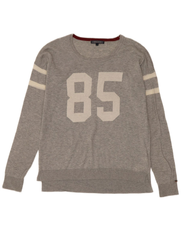 Tommy Hilfiger Herre Grafisk Boat Neck Jumper Sweater Medium Grå Uld