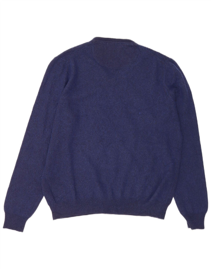 TRUSSARDI Herre V-hals sweater 2XL marineblå uld
