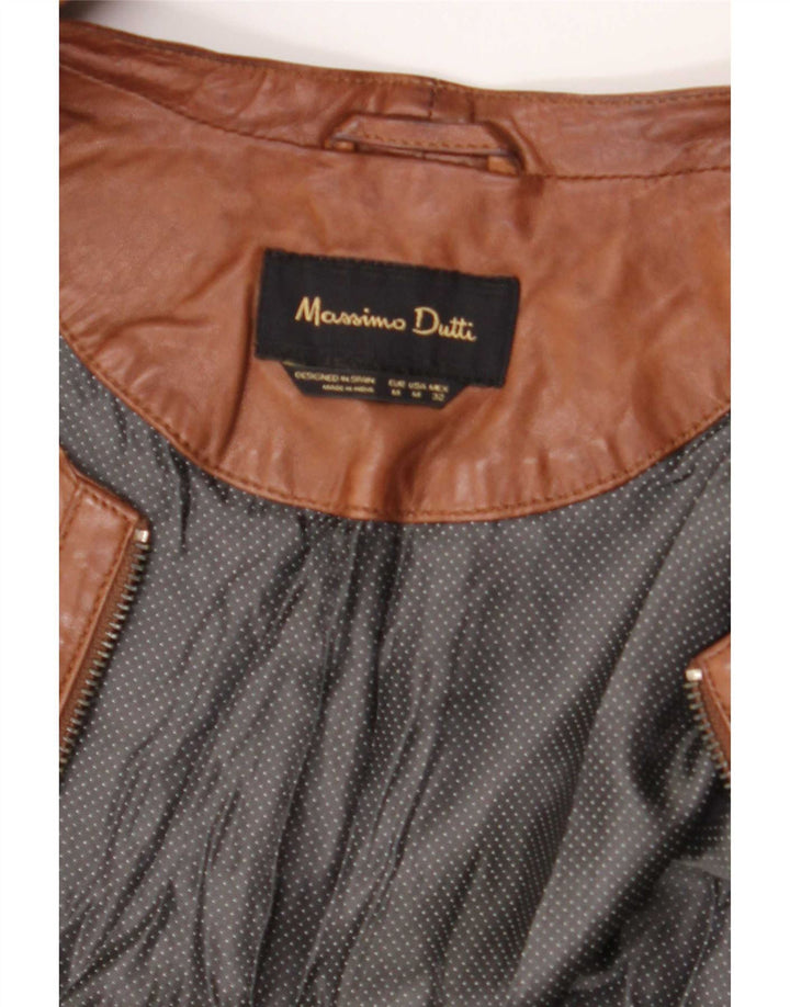 Massimo Dutti Dame Læderjakke UK 14 Medium Brun