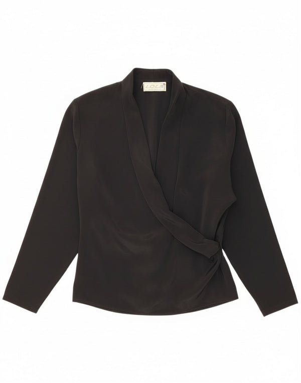 LOLA Dame Langærmet Bluse Top UK 12 Medium Sort