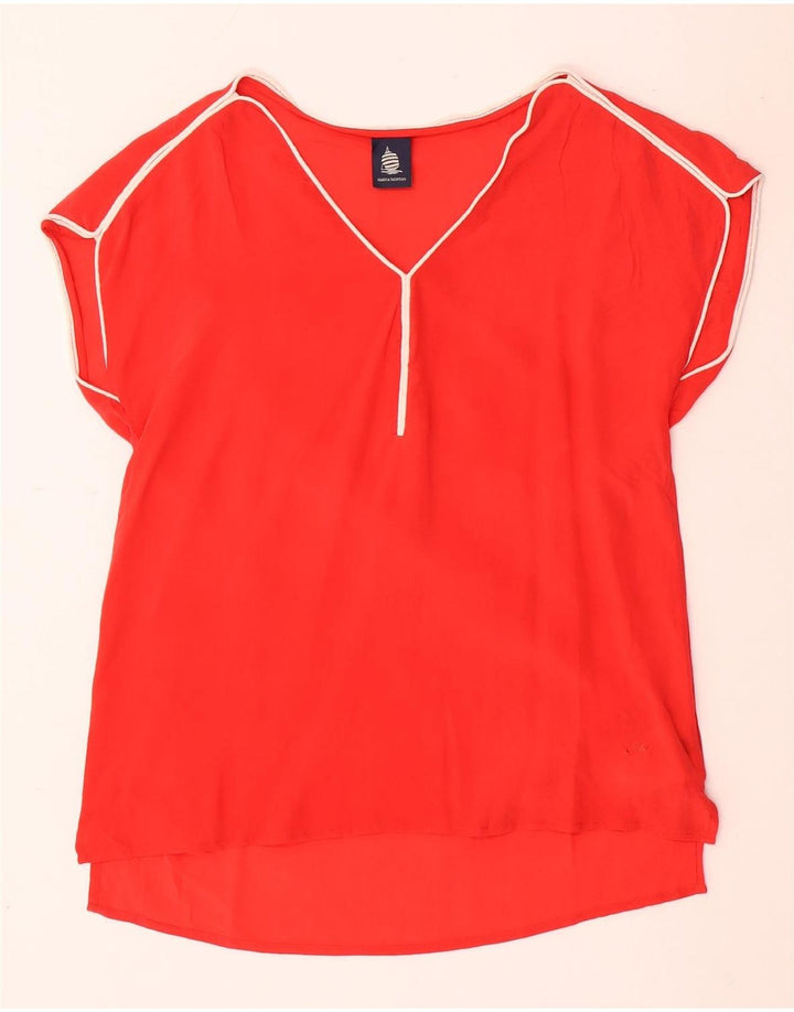 Marina Yachting Dame Oversized Bluse Top UK 6 XS Rød Silke