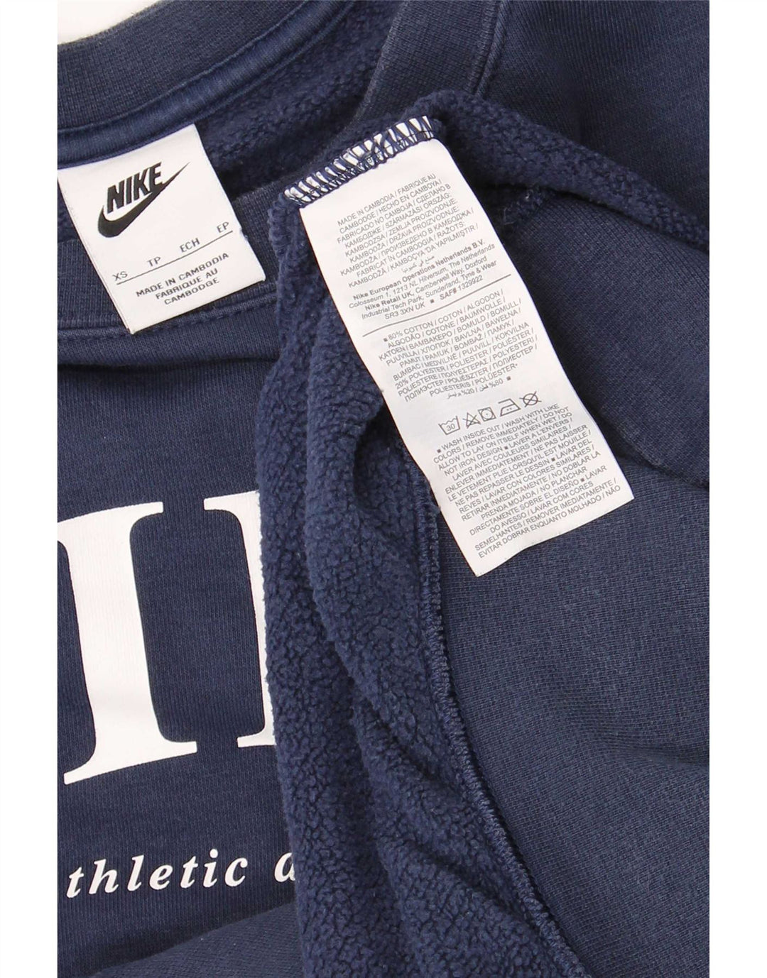 Nike Herre Grafisk Oversized Sweatshirt Jumper XS Marineblå Bomuld