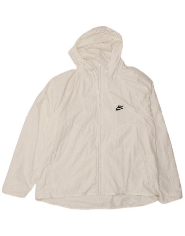 Nike Regnjakke med hætte til mænd UK 44 2XL Hvid polyester