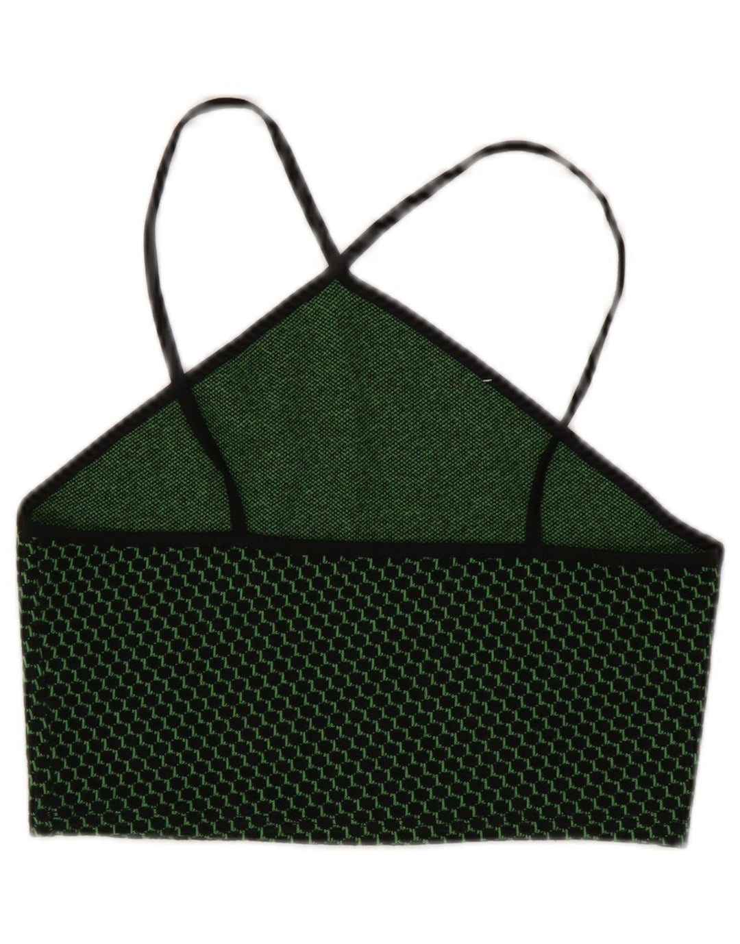 ZARA Womens Crop Halter Top UK 12 Medium Green Check Polyester