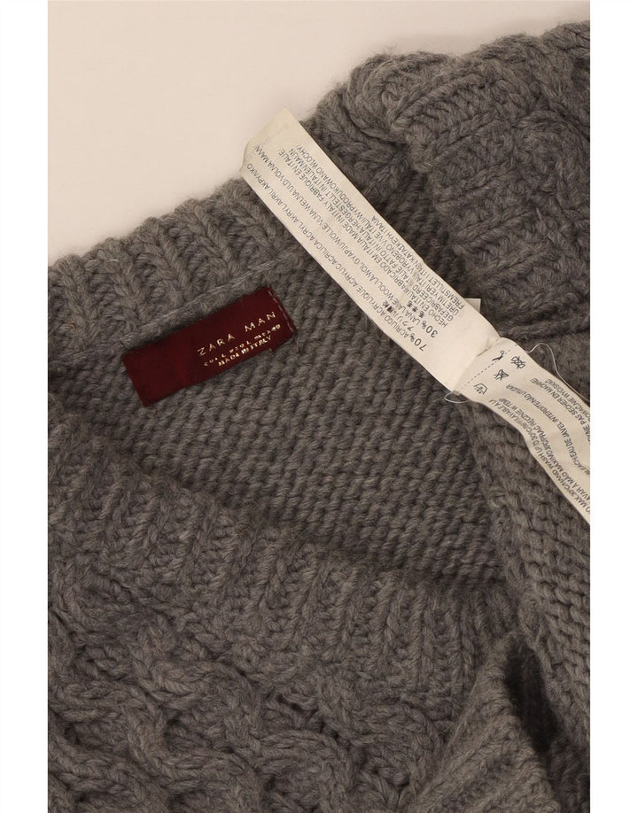 Zara Herre V-hals sweater Stor Grå Akryl