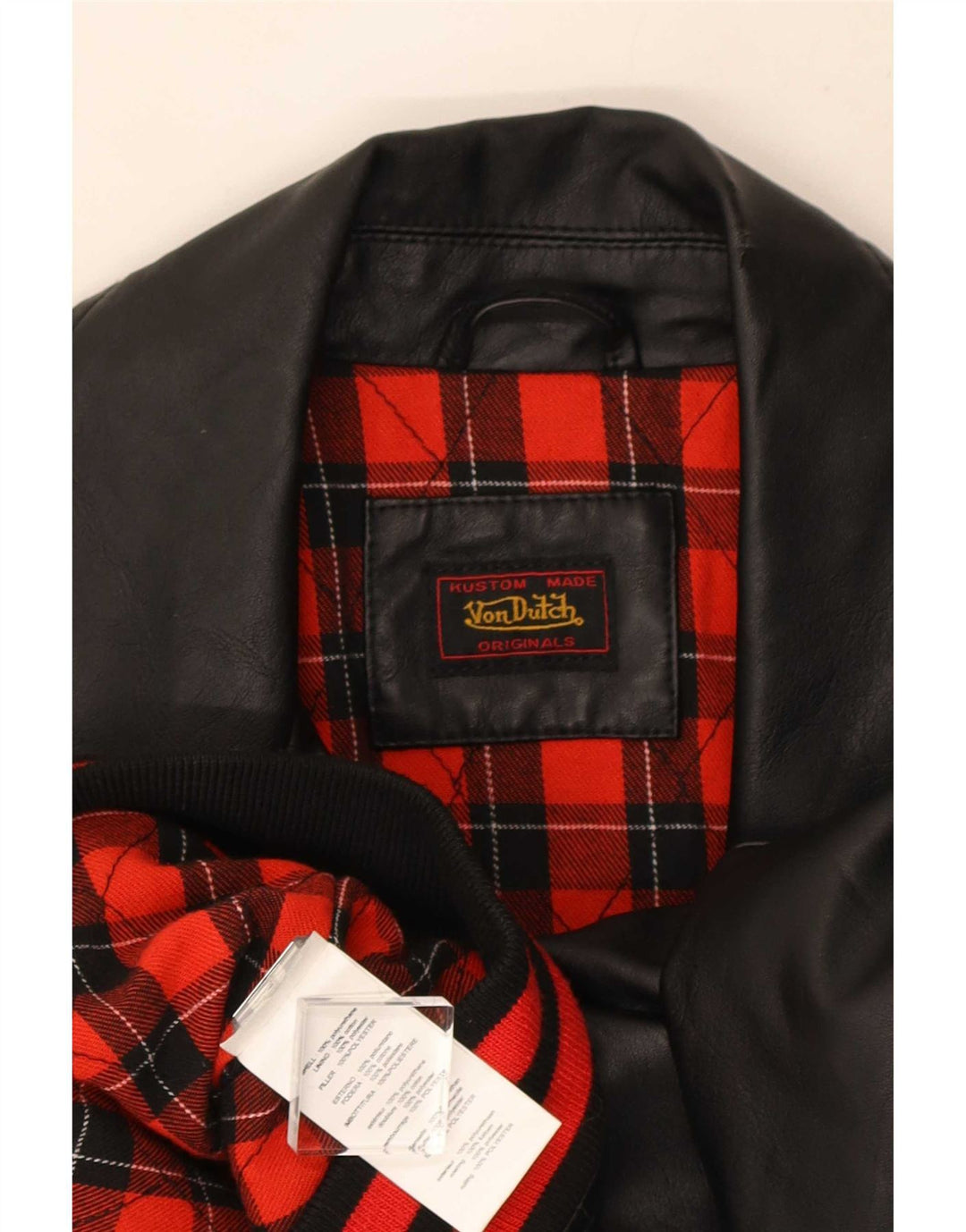 Von Dutch Womens Faux Læder Biker Jacket UK 10 Small Black Polyurethane
