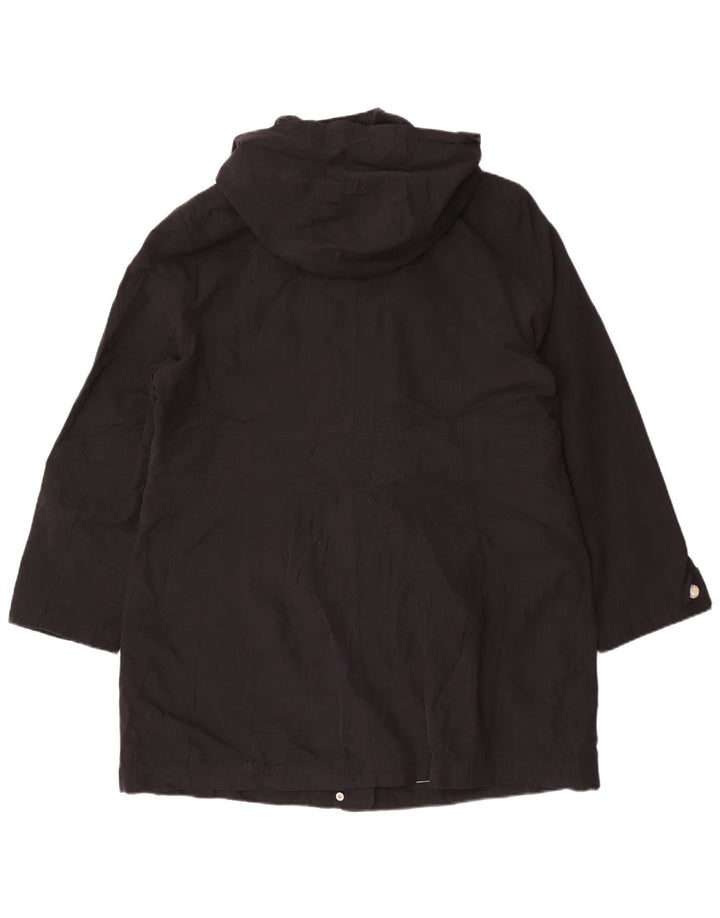 Dkny Dame Hætte Regnfrakke UK 18 XL Sort Polyester