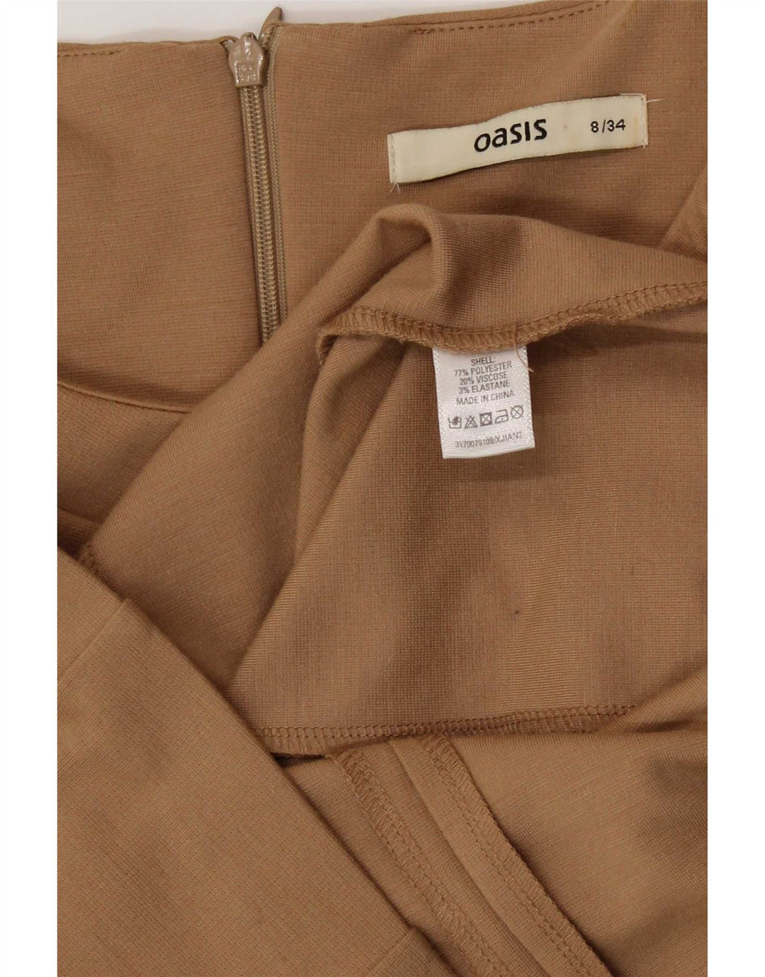 Oasis Womens Sleeveless Bodycon Dress UK 8 Small Brown Polyester