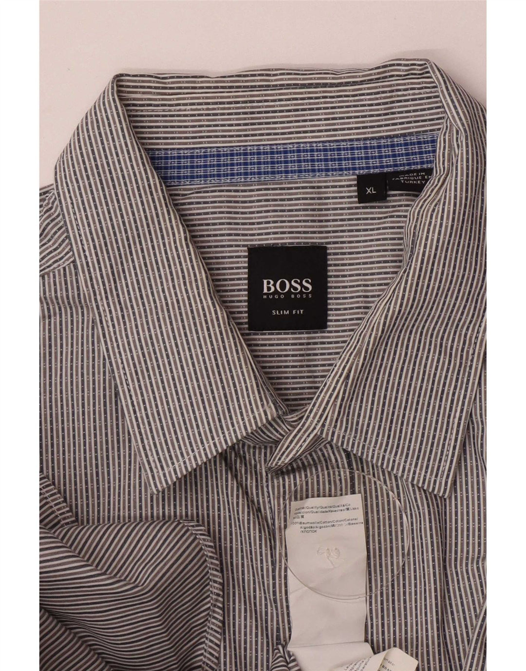 Hugo Boss Herre Slim Fit skjorte XL Gråstribet bomuld