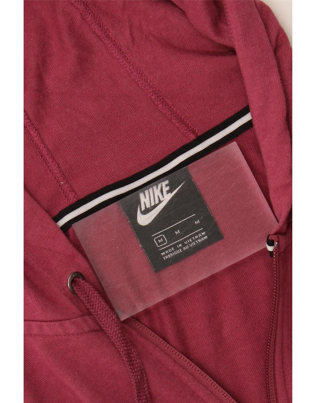 NIKE Womens Oversized Crop Zip Hoodie Sweater UK 14 Medium Burgundy Vintage Nike and Second-Hand Nike from Messina Hembry 