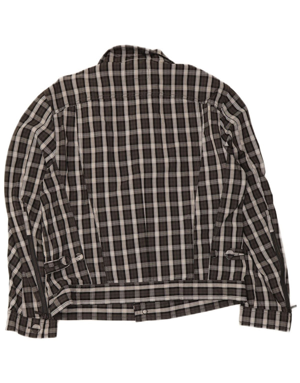 Vintage dame bomberjakke UK 20 2XL grå ternet polyamid