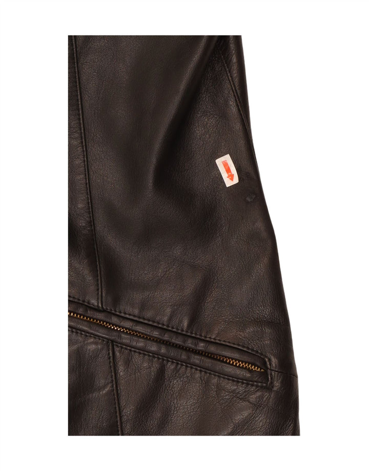 OTTO KERN Womens Leather Gilet UK 10 Small Black Vintage Otto Kern and Second-Hand Otto Kern from Messina Hembry 