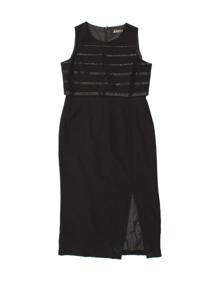 DEBUT Womens Sheath Dress UK 14 Large Black Polyester Vintage Debut and Second-Hand Debut from Messina Hembry 