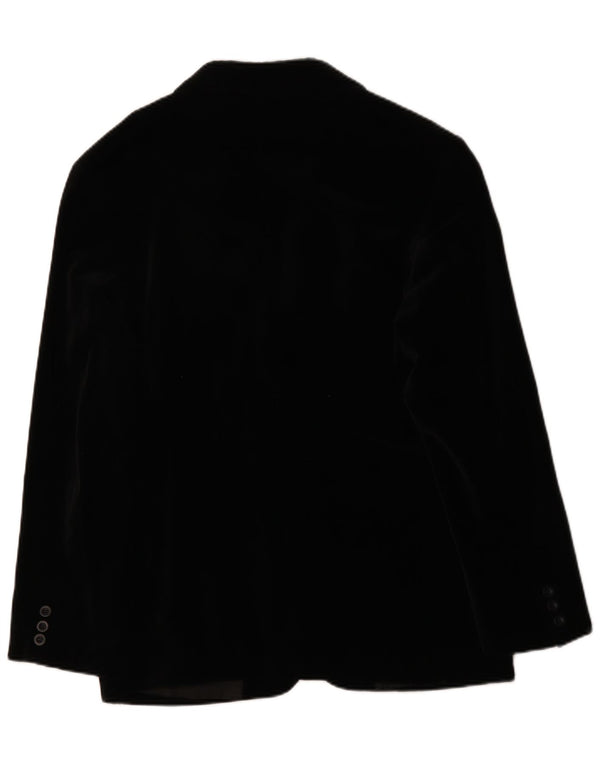 Impuls Herre 3 Button Velvet Blazer Jacket UK 40 Stor Sort Bomuld