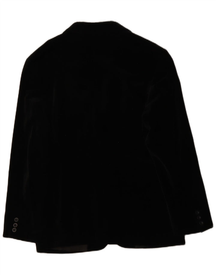 Impuls Herre 3 Button Velvet Blazer Jacket UK 40 Stor Sort Bomuld