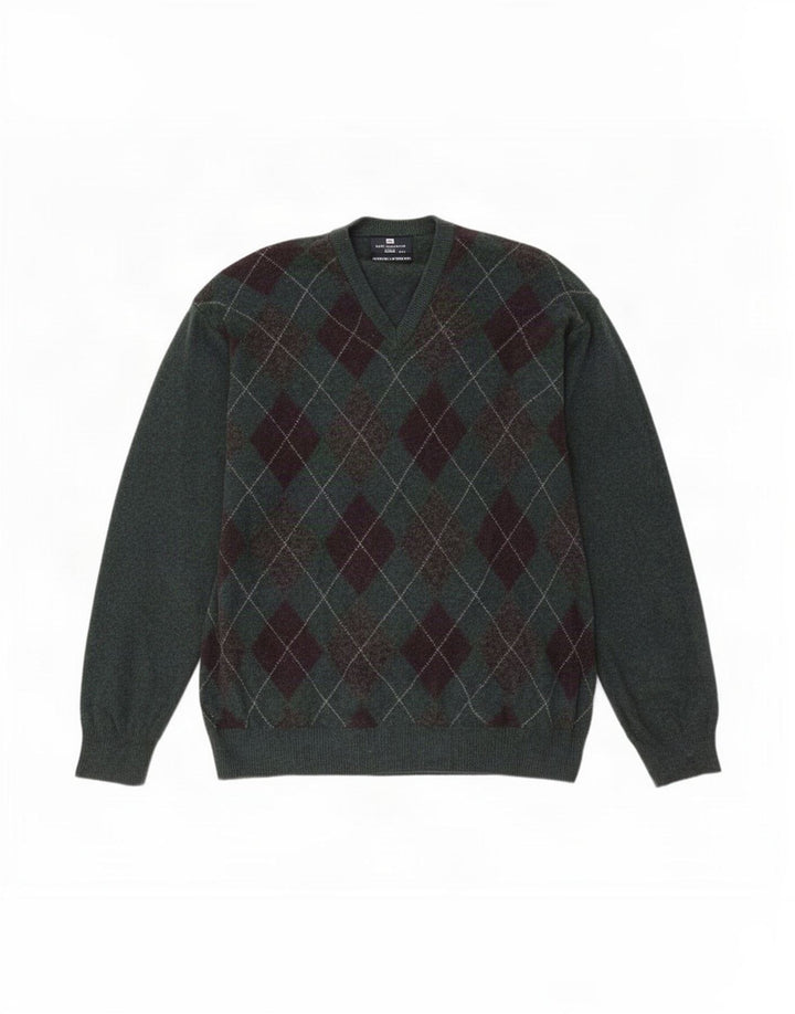Marks & Spencer Herre Blue Harbor V-hals sweater 2XL Grøn