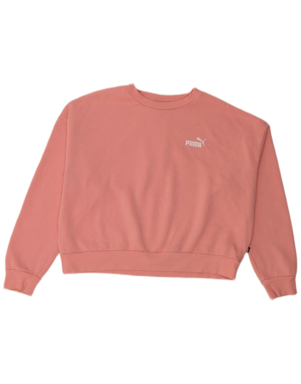 Puma Womens Crop Oversized Sweatshirt Jumper UK 16 Large Pink Bomuld