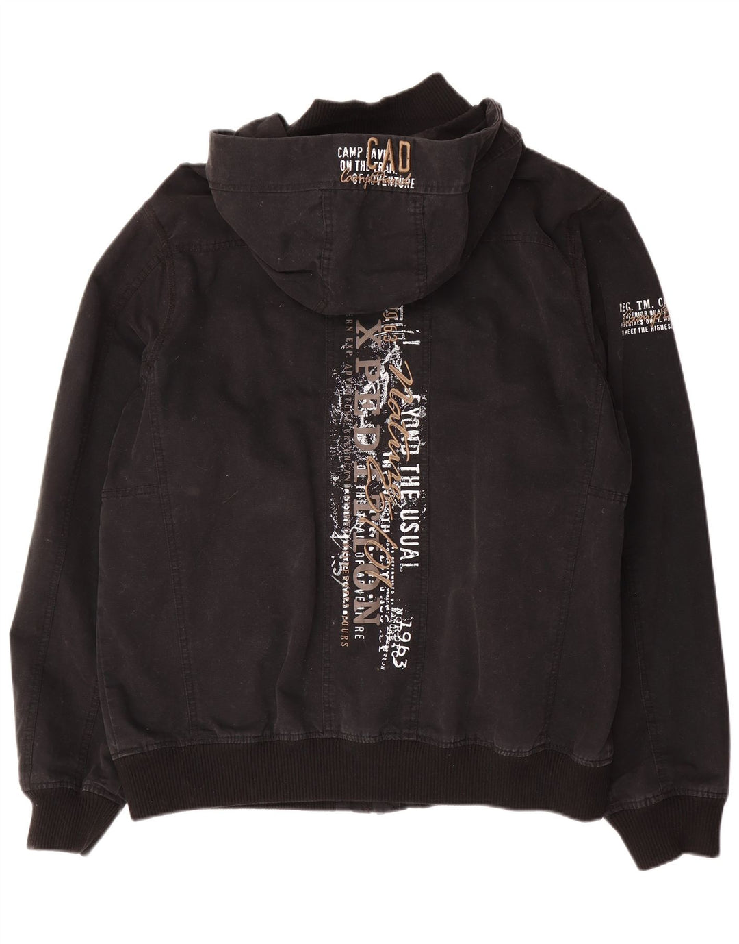 Camp David Herre grafisk bomberjakke UK 42 XL sort bomuld