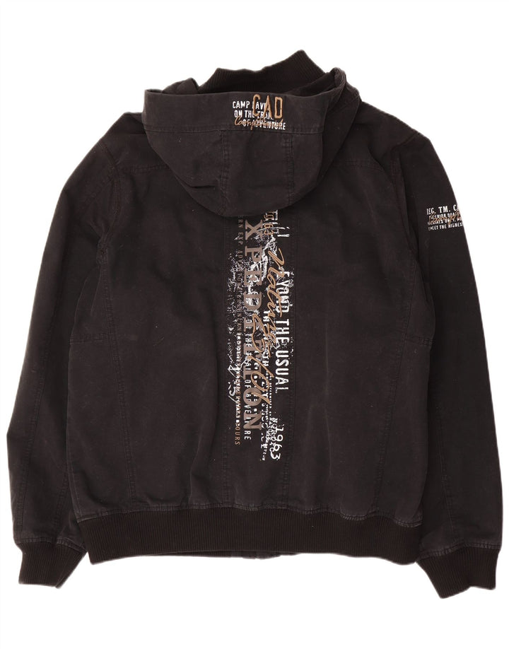 Camp David Herre grafisk bomberjakke UK 42 XL sort bomuld