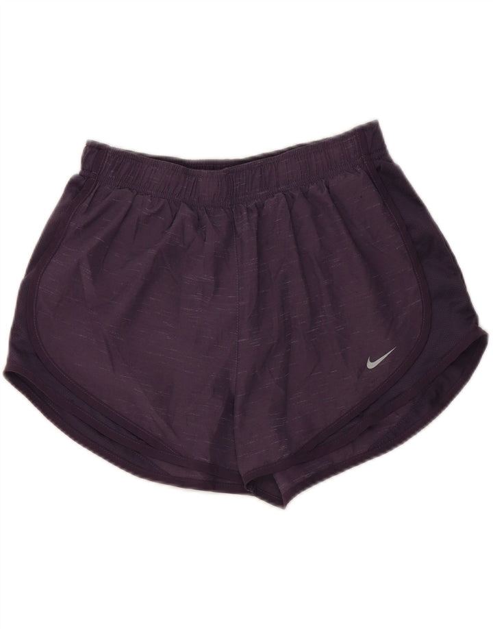 NIKE Dri Fit sportsshorts til kvinder UK 14 Medium Lilla Flecked Polyester
