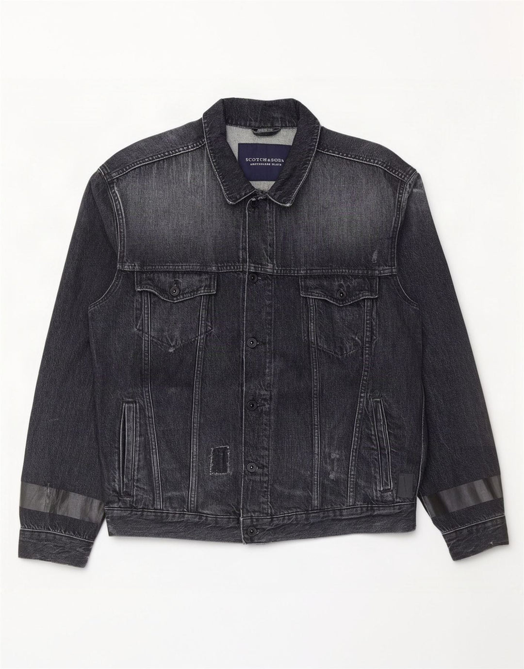 Scotch & Soda Herre grafisk denimjakke UK 44 2XL Grå Bomuld