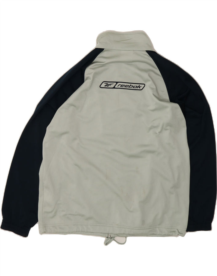 REEBOK Mens Graphic Tracksuit Top Jacket Small Grey Colourblock Polyester Vintage Reebok and Second-Hand Reebok from Messina Hembry 