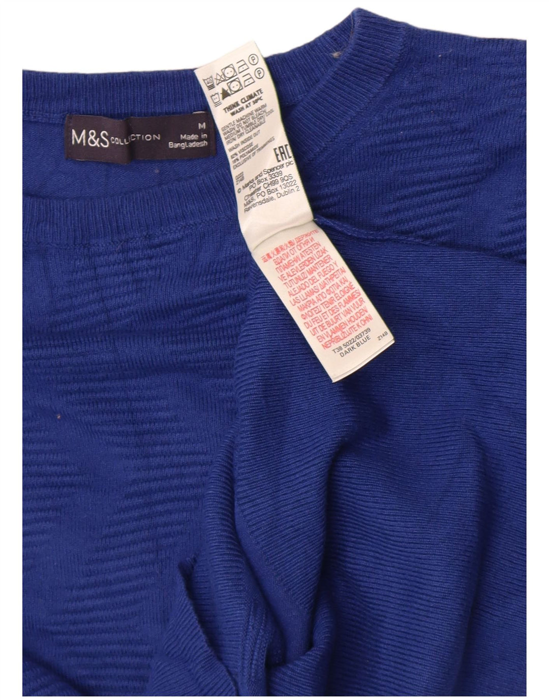 Marks & Spencer Dame sweater med rund hals DK 14 Medium Blue Geometric