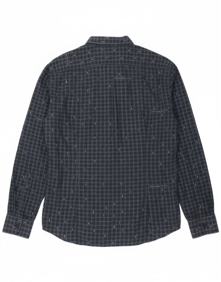 Trussardi Jeans Herreskjorte str. 42 Large Navy Blue Gingham