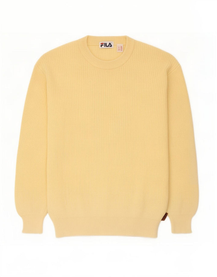 Fila Herre Crew Neck Jumper Sweater IT 50 Medium Gul Bomuld