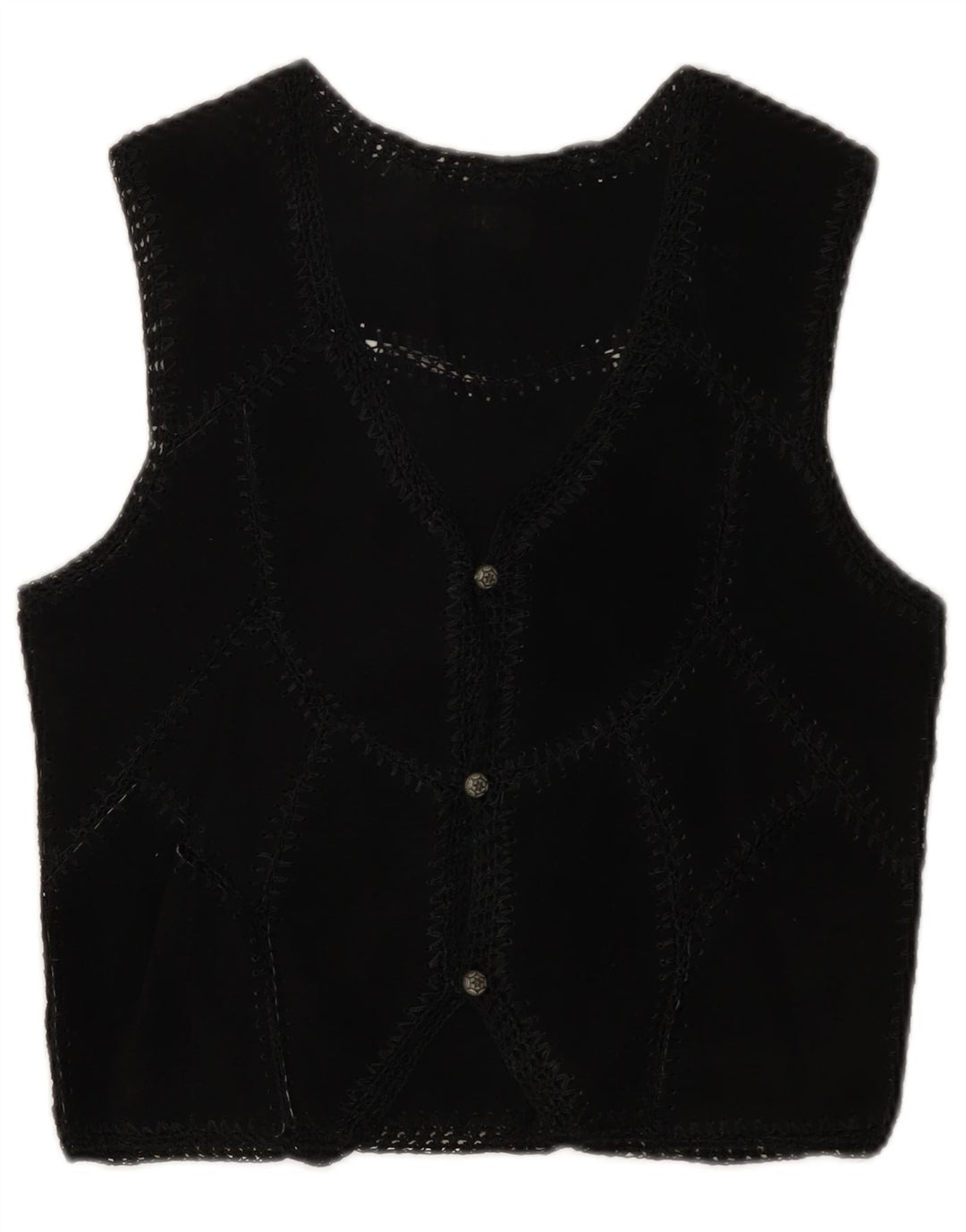 Vintage dame ruskind vest UK 6 XS sort patchwork