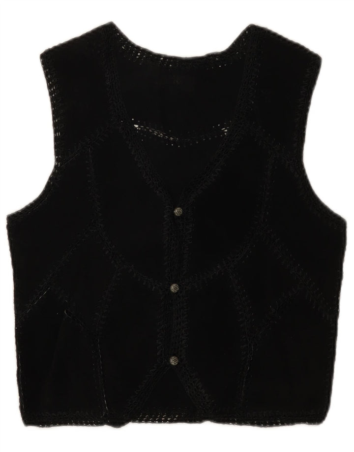 Vintage dame ruskind vest UK 6 XS sort patchwork