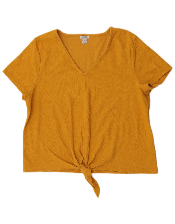 J. Crew Womens Front Tie Bluse Top UK 18 XL Gul Bomuld