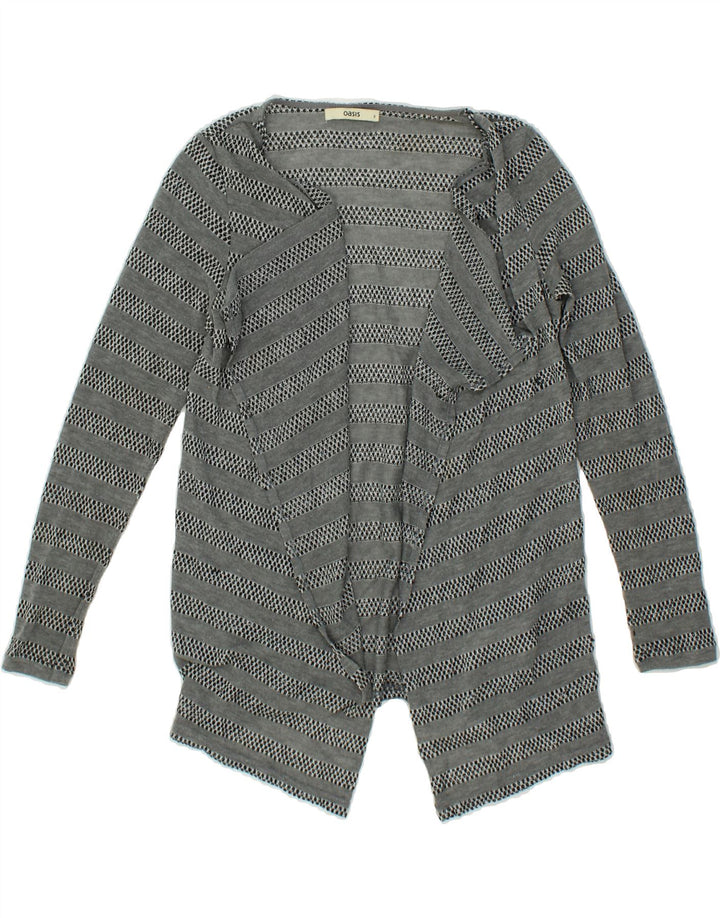 OASIS Womens Cardigan Top UK 10 Small Grey Striped Polyester Vintage Oasis and Second-Hand Oasis from Messina Hembry 