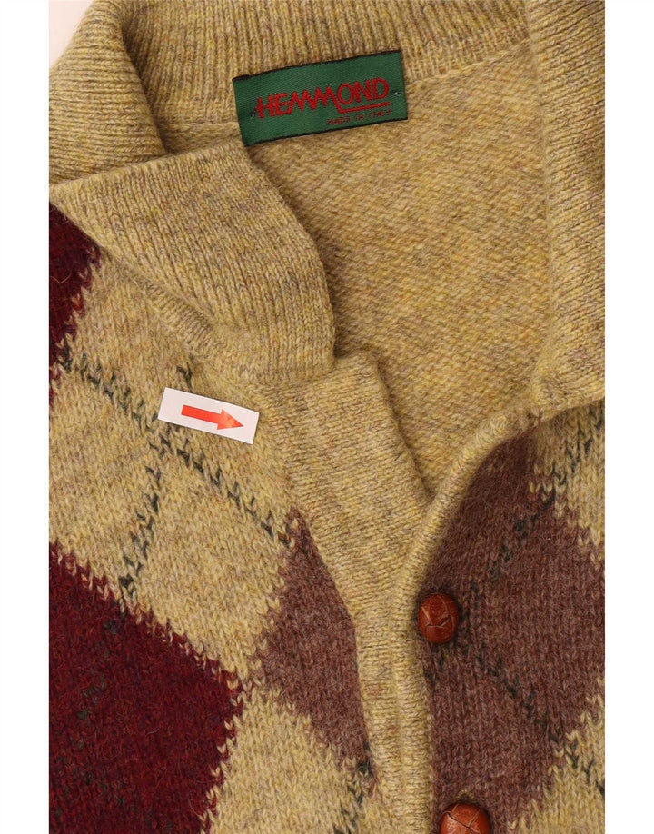 Hemmond Herre Polo Neck Jumper Sweater Medium Gul Argyle/Diamond