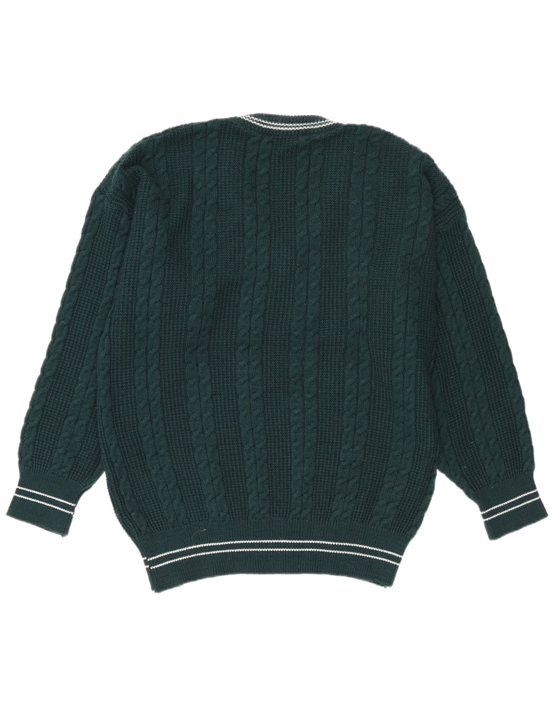 Vintage herre V-hals sweater stor grøn stribet