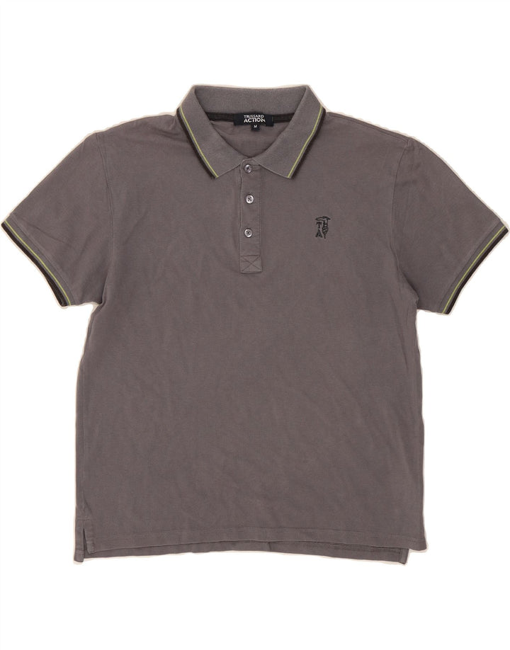 TRUSSARDI Mens Polo Shirt Medium Grey Cotton Vintage Trussardi and Second-Hand Trussardi from Messina Hembry 