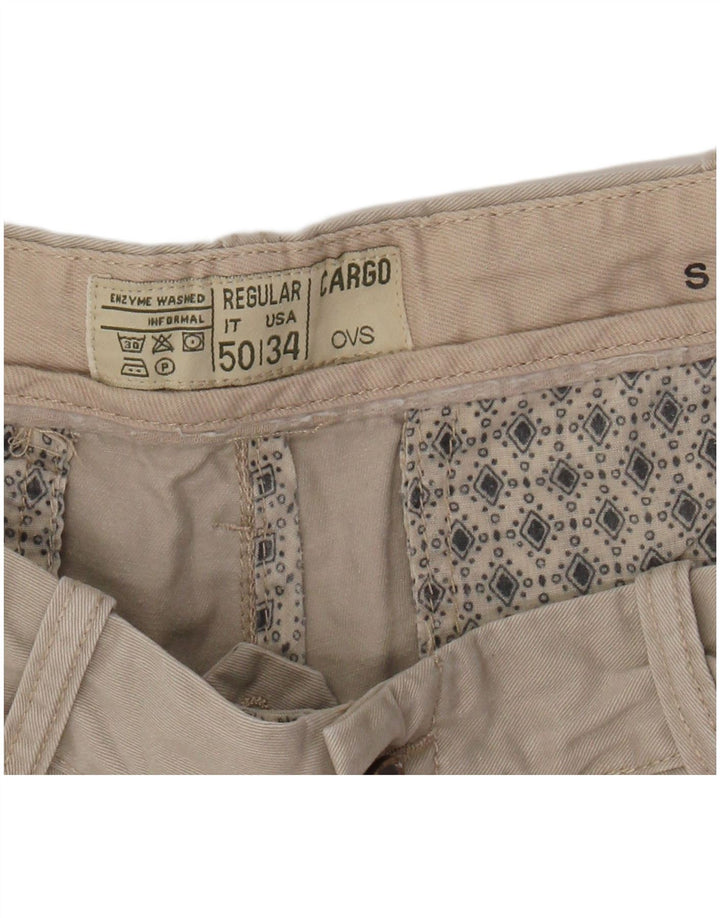 OVS Herre Regular Cargo Shorts IT 50 Large W34 Beige Bomuld