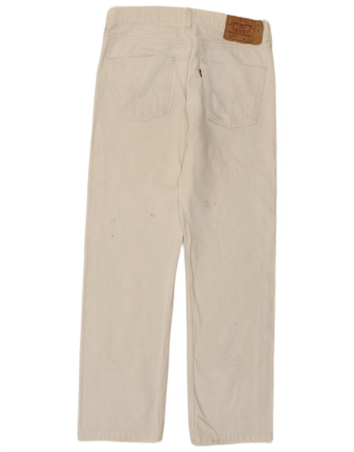 Levi's Herre 501 Straight Jeans W34 L31 Hvid Bomuld