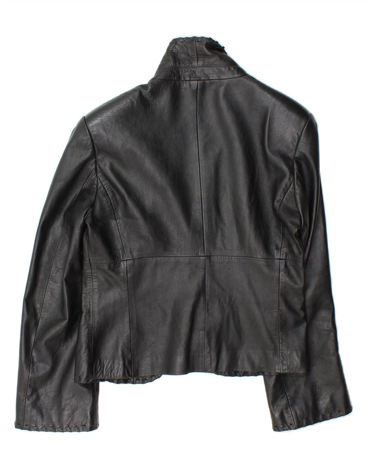 VINTAGE Womens Leather Jacket IT 44 Medium Black Leather Vintage Vintage and Second-Hand Vintage from Messina Hembry 