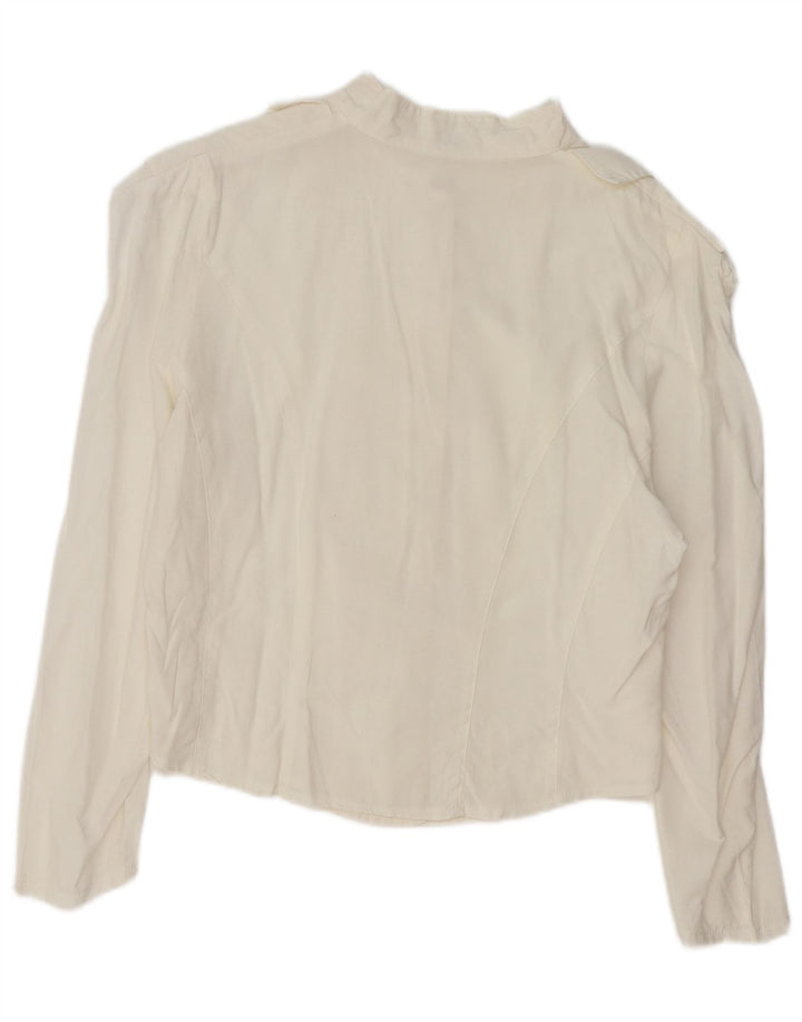 VINTAGE Womens Crop Shirt Blouse IT 44 Medium White Viscose