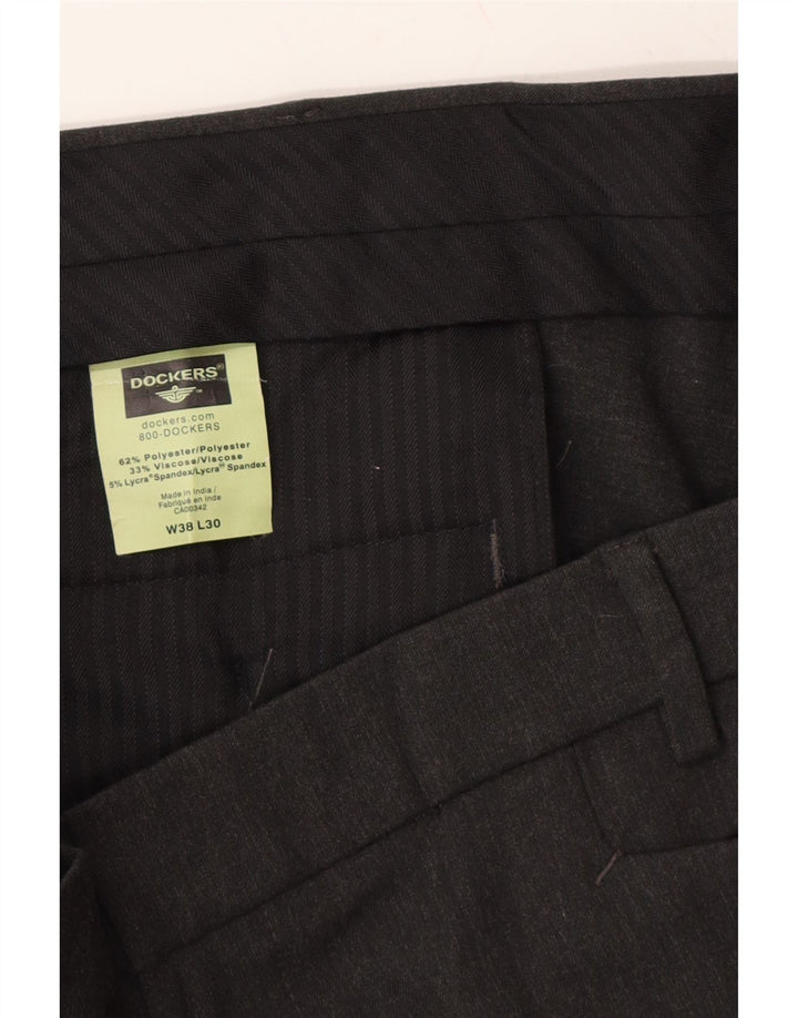 DOCKERS Mens Straight Casual Trousers W38 L30 Black Polyester Vintage Dockers and Second-Hand Dockers from Messina Hembry 