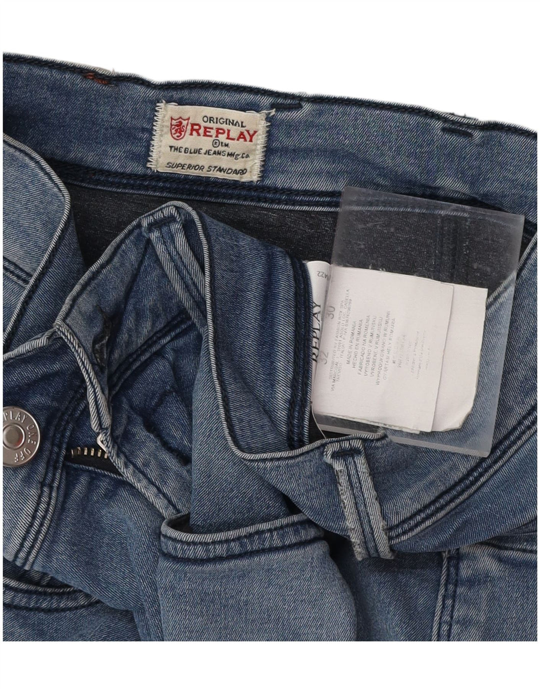 REPLAY Herre Anbass Slim Jeans W32 L30 Blå Bomuld