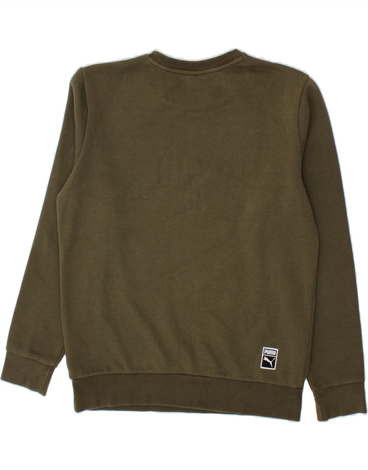 PUMA Mens Graphic Sweatshirt Jumper Medium Khaki Cotton Vintage Puma and Second-Hand Puma from Messina Hembry 