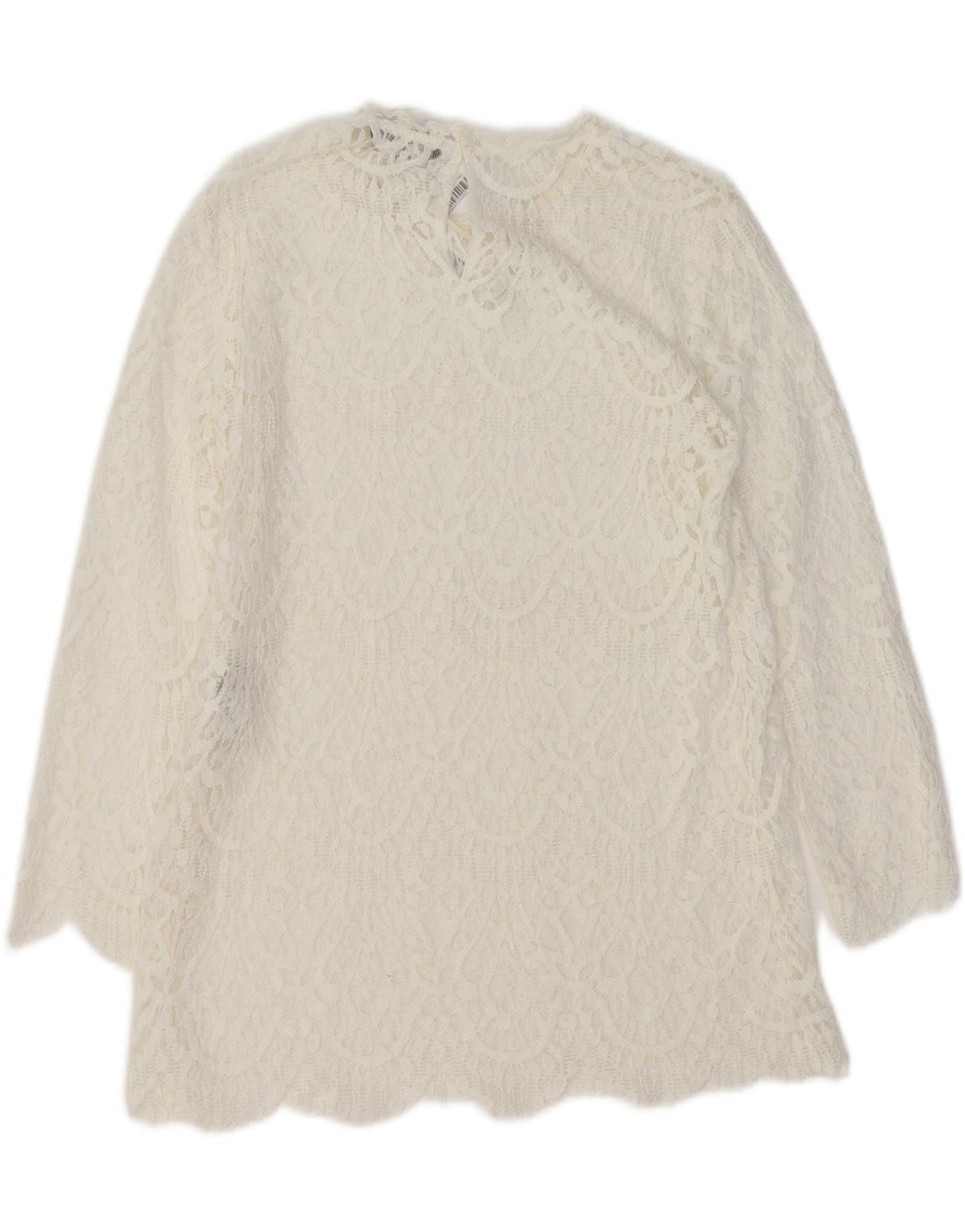 ZARA Damebluse Top UK 12 Medium Hvid Bomuld