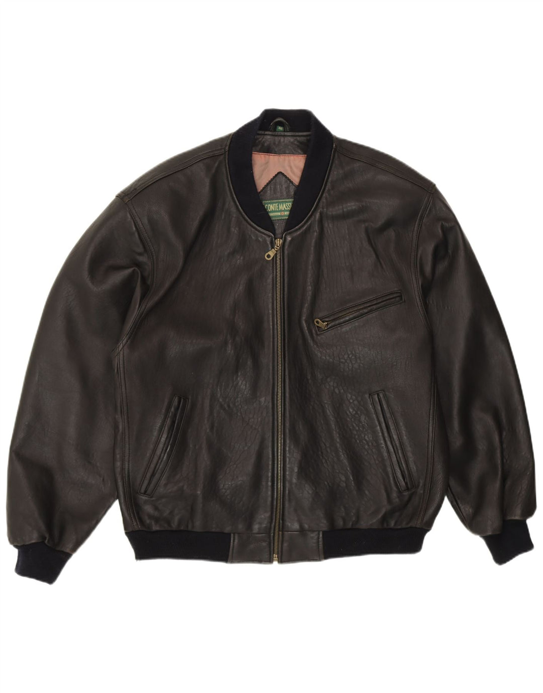 Conte Massimo Herre Loose Fit Bomber Jacket IT 48 Medium Sort Læder