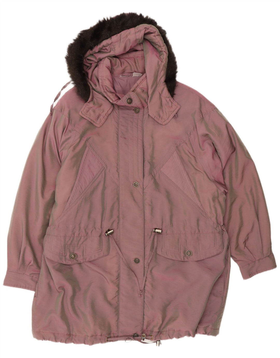 Vintage oversized hættejakke til kvinder EU 44 XL Pink