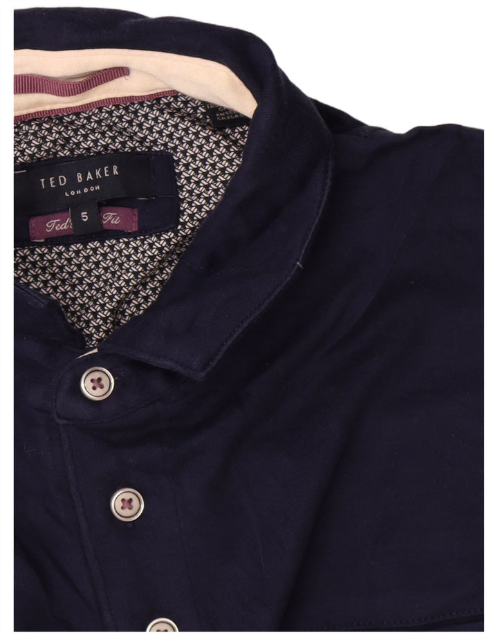 Ted Baker herre polo shirt str. 5 XL marineblå bomuld