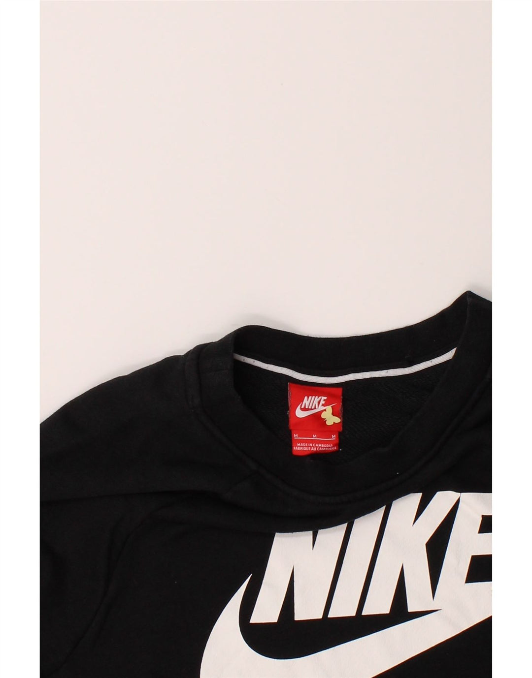 NIKE Womens Graphic Sweatshirt Jumper UK 14 Medium Black Cotton Vintage Nike and Second-Hand Nike from Messina Hembry 
